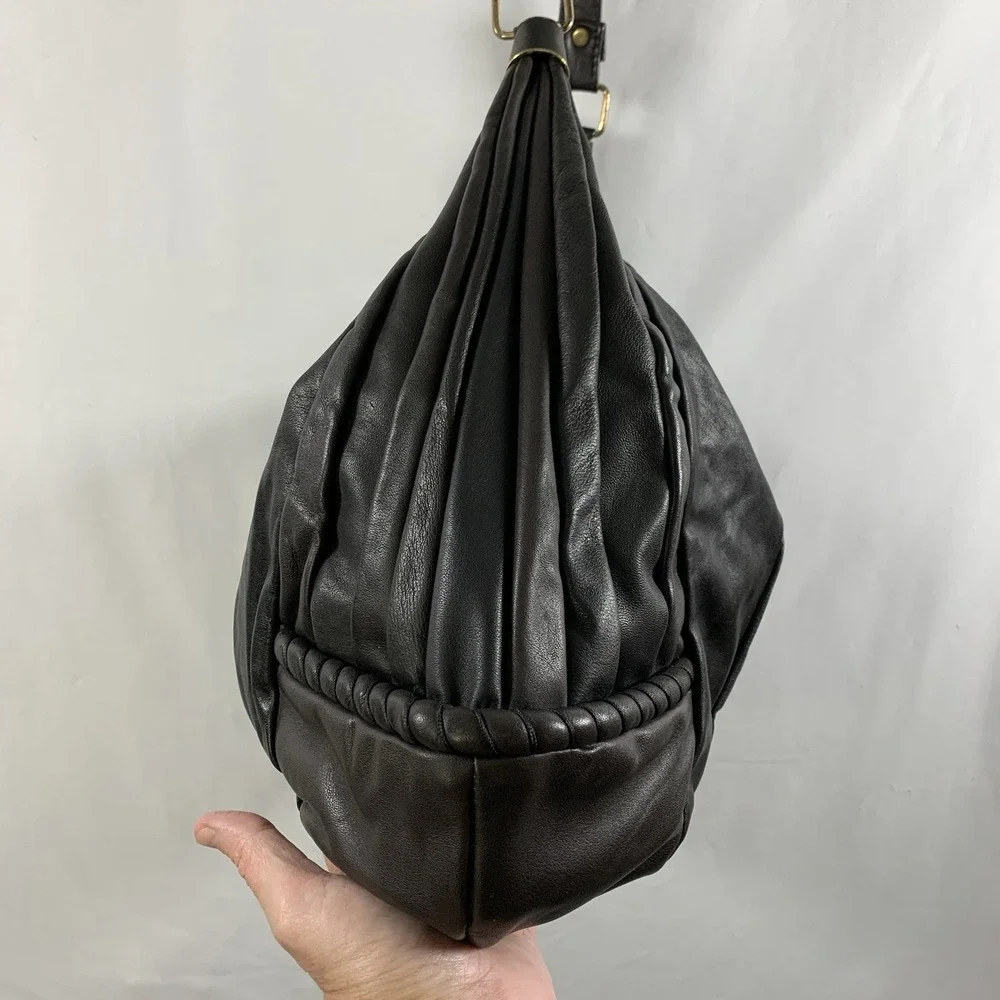 VTG 90s Carlo Amboldi Womens Leather Hobo Bag Shoulder Purse Brown Italy Slouchy